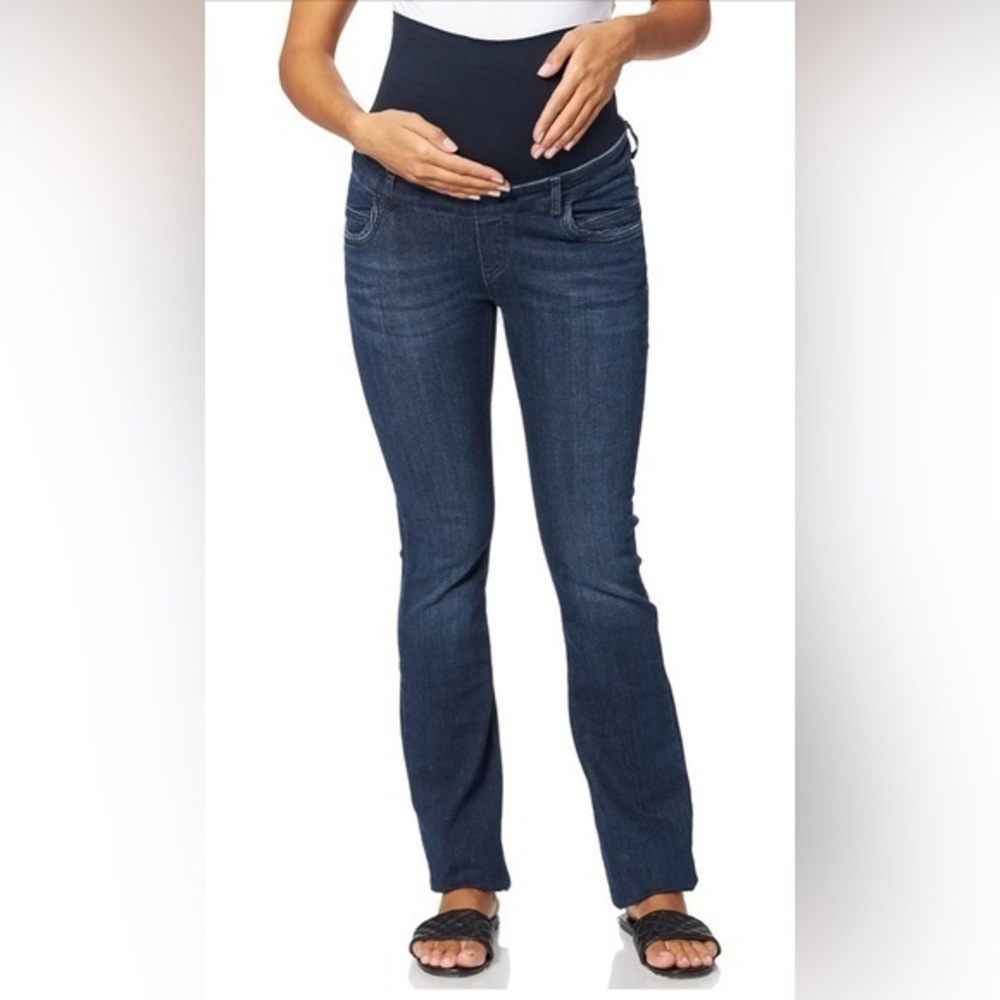 Maternity pants Wide Leg Pregnancy Jeans Comfortable Dark Blue Five Pockets M